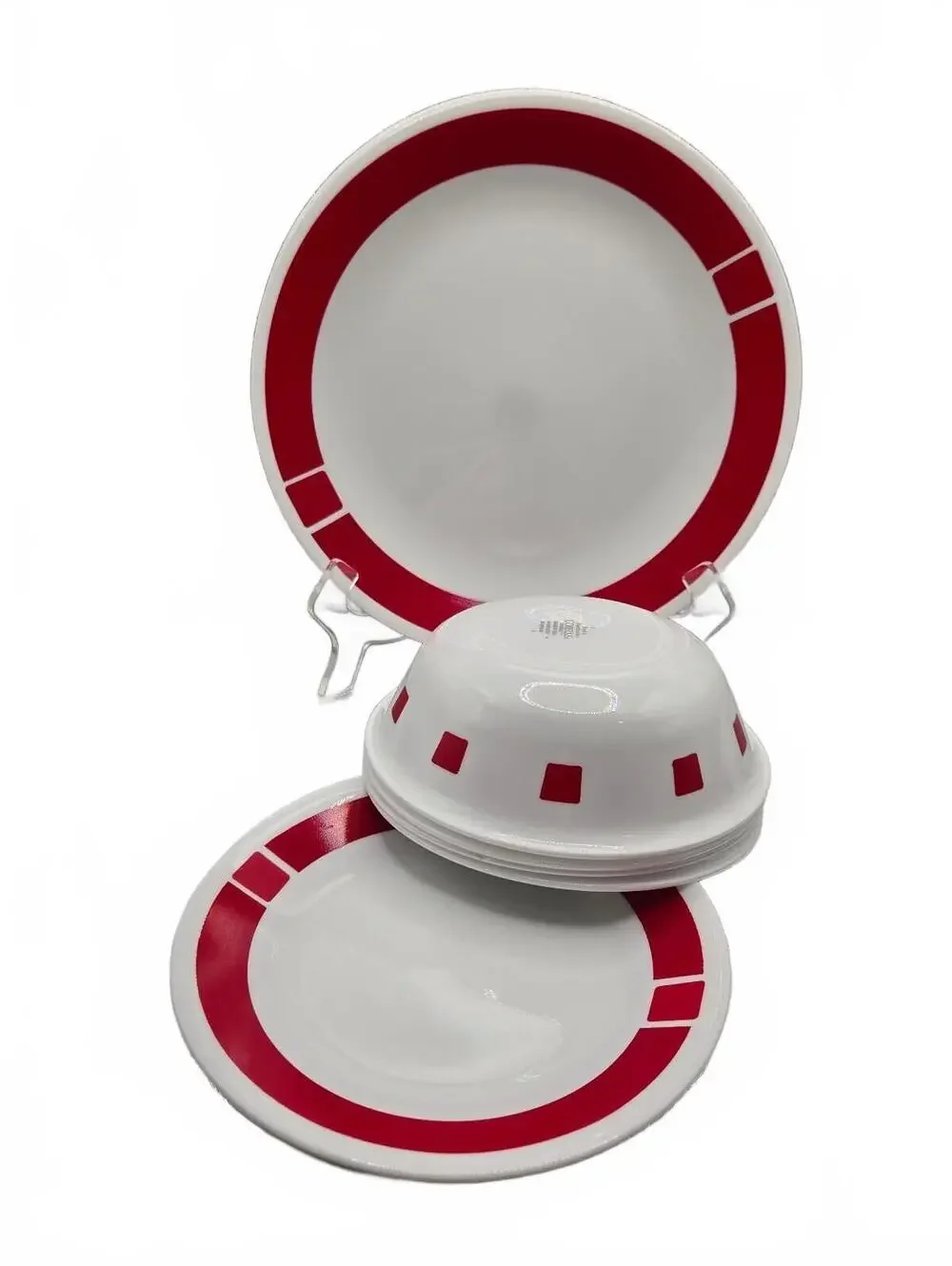 Corelle Urban Red Dinnerware Set for 4- 8 Plates and Bowls, very good condition